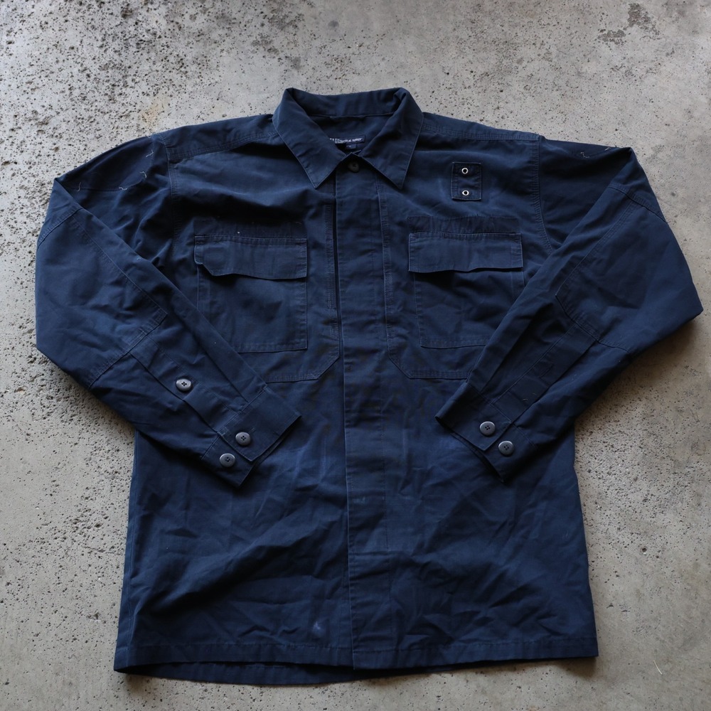5.11 Tactical TDU Ripstop Shirt Mens Size L Navy Long Sleeve Button Up Utility